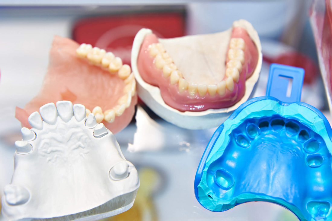sample dentures on display