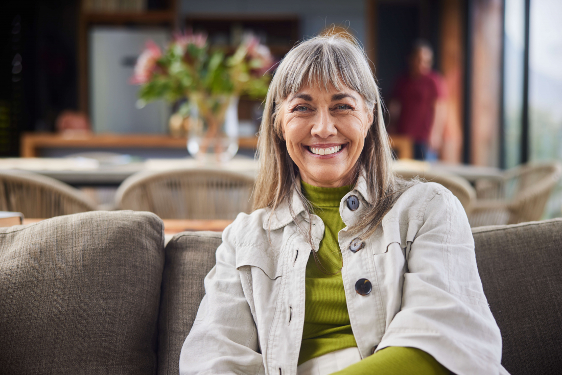 woman smiling with restored teeth